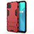 Silicone Matte Finish and Plastic Back Cover Case with Stand for Realme C11 Red