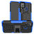 Silicone Matte Finish and Plastic Back Cover Case with Stand for Realme C15 Blue