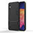 Silicone Matte Finish and Plastic Back Cover Case with Stand for Samsung Galaxy A10 Black