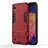 Silicone Matte Finish and Plastic Back Cover Case with Stand for Samsung Galaxy A10 Red