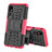 Silicone Matte Finish and Plastic Back Cover Case with Stand for Samsung Galaxy A2 Core A260F A260G Hot Pink