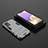 Silicone Matte Finish and Plastic Back Cover Case with Stand for Samsung Galaxy A32 4G Gray