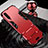 Silicone Matte Finish and Plastic Back Cover Case with Stand for Samsung Galaxy A70S Red