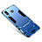 Silicone Matte Finish and Plastic Back Cover Case with Stand for Samsung Galaxy A8 Star Blue