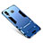 Silicone Matte Finish and Plastic Back Cover Case with Stand for Samsung Galaxy A9 Star SM-G8850 Blue
