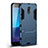 Silicone Matte Finish and Plastic Back Cover Case with Stand for Samsung Galaxy C8 C710F Cyan