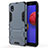 Silicone Matte Finish and Plastic Back Cover Case with Stand for Samsung Galaxy M01 Core Blue