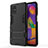 Silicone Matte Finish and Plastic Back Cover Case with Stand for Samsung Galaxy M31s Black