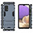 Silicone Matte Finish and Plastic Back Cover Case with Stand for Samsung Galaxy M32 5G