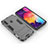 Silicone Matte Finish and Plastic Back Cover Case with Stand for Samsung Galaxy M40 Gray