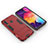 Silicone Matte Finish and Plastic Back Cover Case with Stand for Samsung Galaxy M40 Red