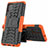 Silicone Matte Finish and Plastic Back Cover Case with Stand for Samsung Galaxy M40S Orange