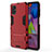 Silicone Matte Finish and Plastic Back Cover Case with Stand for Samsung Galaxy M51 Red
