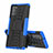 Silicone Matte Finish and Plastic Back Cover Case with Stand for Samsung Galaxy Note 20 5G Blue