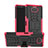 Silicone Matte Finish and Plastic Back Cover Case with Stand for Sony Xperia 10 Hot Pink