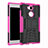 Silicone Matte Finish and Plastic Back Cover Case with Stand for Sony Xperia L2 Hot Pink