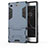 Silicone Matte Finish and Plastic Back Cover Case with Stand for Sony Xperia XZ1 Compact Blue