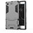 Silicone Matte Finish and Plastic Back Cover Case with Stand for Sony Xperia XZ1 Compact Gray