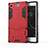 Silicone Matte Finish and Plastic Back Cover Case with Stand for Sony Xperia XZ1 Compact Red
