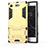 Silicone Matte Finish and Plastic Back Cover Case with Stand for Sony Xperia XZ1 Compact Yellow