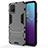 Silicone Matte Finish and Plastic Back Cover Case with Stand for Vivo V20 Gray