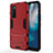 Silicone Matte Finish and Plastic Back Cover Case with Stand for Vivo V20 SE Red