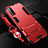 Silicone Matte Finish and Plastic Back Cover Case with Stand for Vivo Y30 Red