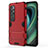 Silicone Matte Finish and Plastic Back Cover Case with Stand for Xiaomi Mi 10 Ultra Red