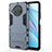 Silicone Matte Finish and Plastic Back Cover Case with Stand for Xiaomi Mi 10i 5G Blue
