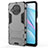 Silicone Matte Finish and Plastic Back Cover Case with Stand for Xiaomi Mi 10i 5G Gray