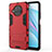 Silicone Matte Finish and Plastic Back Cover Case with Stand for Xiaomi Mi 10T Lite 5G Red