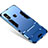 Silicone Matte Finish and Plastic Back Cover Case with Stand for Xiaomi Mi 8 Blue