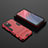Silicone Matte Finish and Plastic Back Cover Case with Stand for Xiaomi Poco X3 GT 5G Red