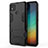 Silicone Matte Finish and Plastic Back Cover Case with Stand for Xiaomi Redmi 9 India Black