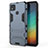 Silicone Matte Finish and Plastic Back Cover Case with Stand for Xiaomi Redmi 9 India Blue