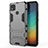Silicone Matte Finish and Plastic Back Cover Case with Stand for Xiaomi Redmi 9 India Gray
