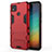 Silicone Matte Finish and Plastic Back Cover Case with Stand for Xiaomi Redmi 9 India Red