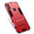 Silicone Matte Finish and Plastic Back Cover Case with Stand for Xiaomi Redmi Note 5 Red