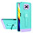 Silicone Matte Finish and Plastic Back Cover Case with Stand H01P for Xiaomi Poco X3 Pro Cyan