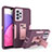 Silicone Matte Finish and Plastic Back Cover Case with Stand J01S for Samsung Galaxy A33 5G Purple