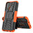 Silicone Matte Finish and Plastic Back Cover Case with Stand J01X for Samsung Galaxy M21 Orange