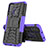 Silicone Matte Finish and Plastic Back Cover Case with Stand J01X for Samsung Galaxy M21 Purple