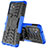 Silicone Matte Finish and Plastic Back Cover Case with Stand J01X for Samsung Galaxy Quantum2 5G Blue