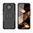 Silicone Matte Finish and Plastic Back Cover Case with Stand JX1 for Nokia 3.4 Black