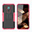 Silicone Matte Finish and Plastic Back Cover Case with Stand JX1 for Nokia 3.4 Hot Pink