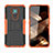 Silicone Matte Finish and Plastic Back Cover Case with Stand JX1 for Nokia 3.4 Orange