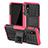 Silicone Matte Finish and Plastic Back Cover Case with Stand JX1 for Samsung Galaxy A2 Core A260F A260G Hot Pink