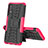 Silicone Matte Finish and Plastic Back Cover Case with Stand JX1 for Samsung Galaxy M02 Hot Pink