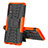 Silicone Matte Finish and Plastic Back Cover Case with Stand JX1 for Samsung Galaxy M02 Orange