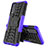Silicone Matte Finish and Plastic Back Cover Case with Stand JX1 for Vivo Y20 Purple